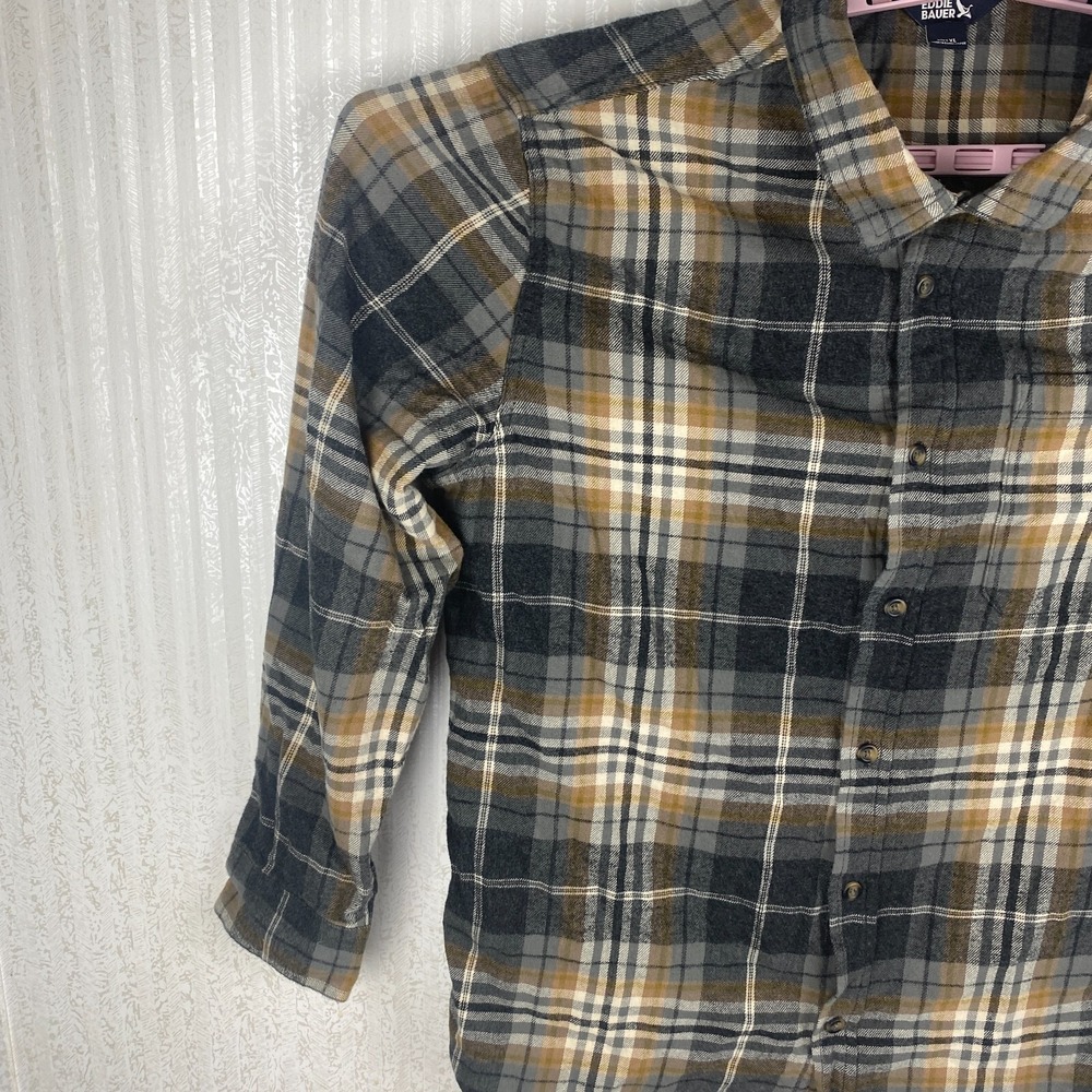 Eddie Bauer Mens Multicolor Plaid Flannel Casual Button Up Shirt Size XL - Picture 2 of 16
